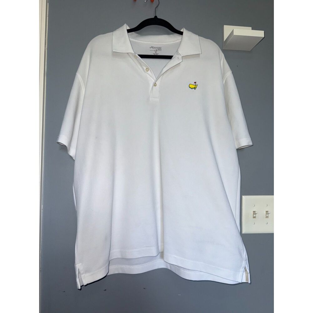 Men's Masters Tech White Polo | Size XL | Golf, Embroidered, Outdoors, Menswear